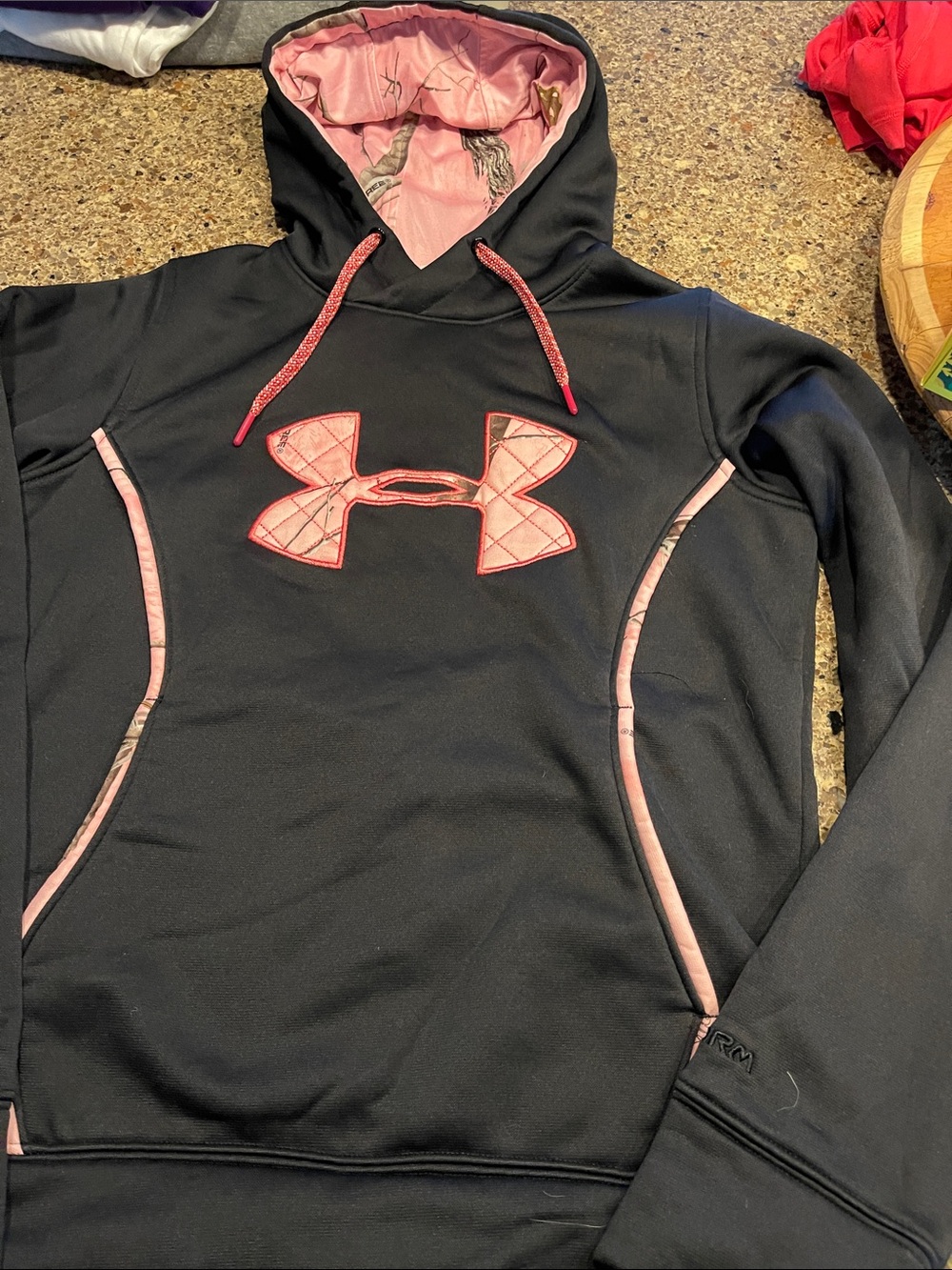 Under Armour Black Hoodie with Pink Accents and Logo